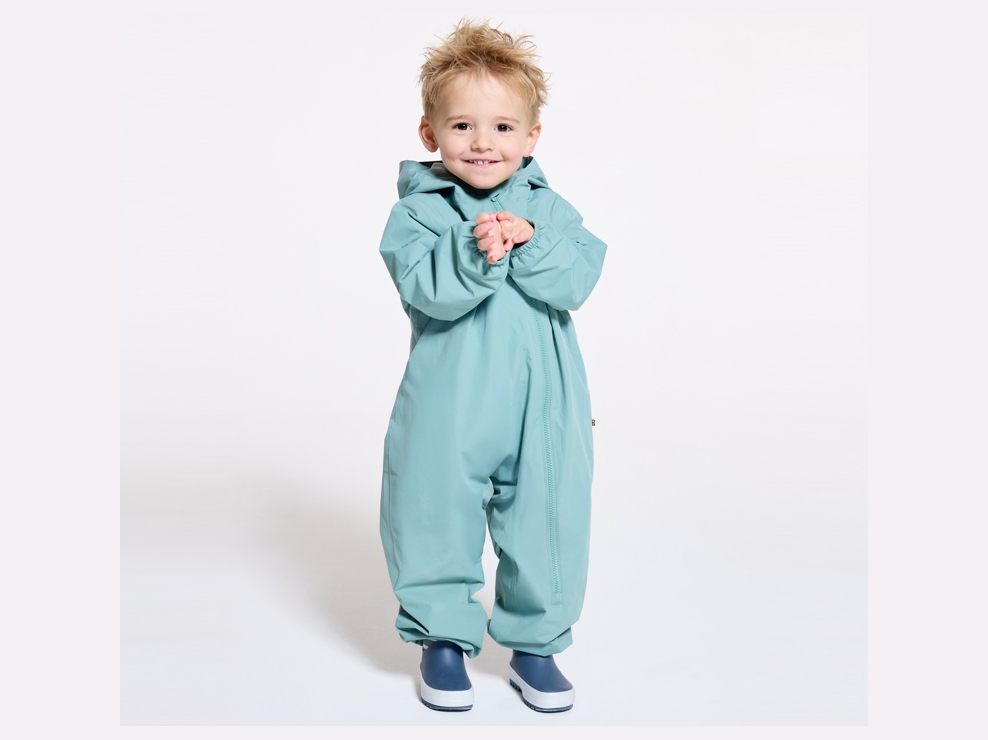 Combinaison de pluie doublée polaire vert bébé mixte 1