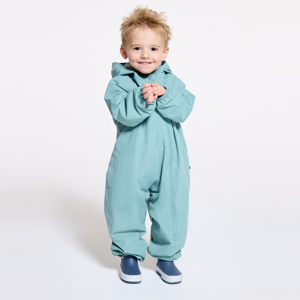 Unisex baby green fleece-lined rain suit 1