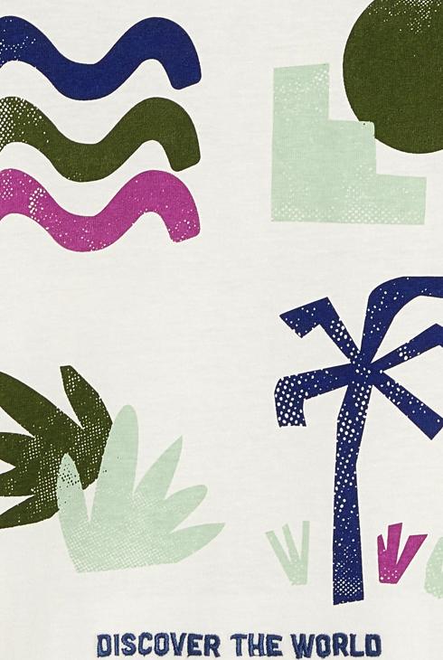 Boy's white short-sleeved T-shirt with motif 2