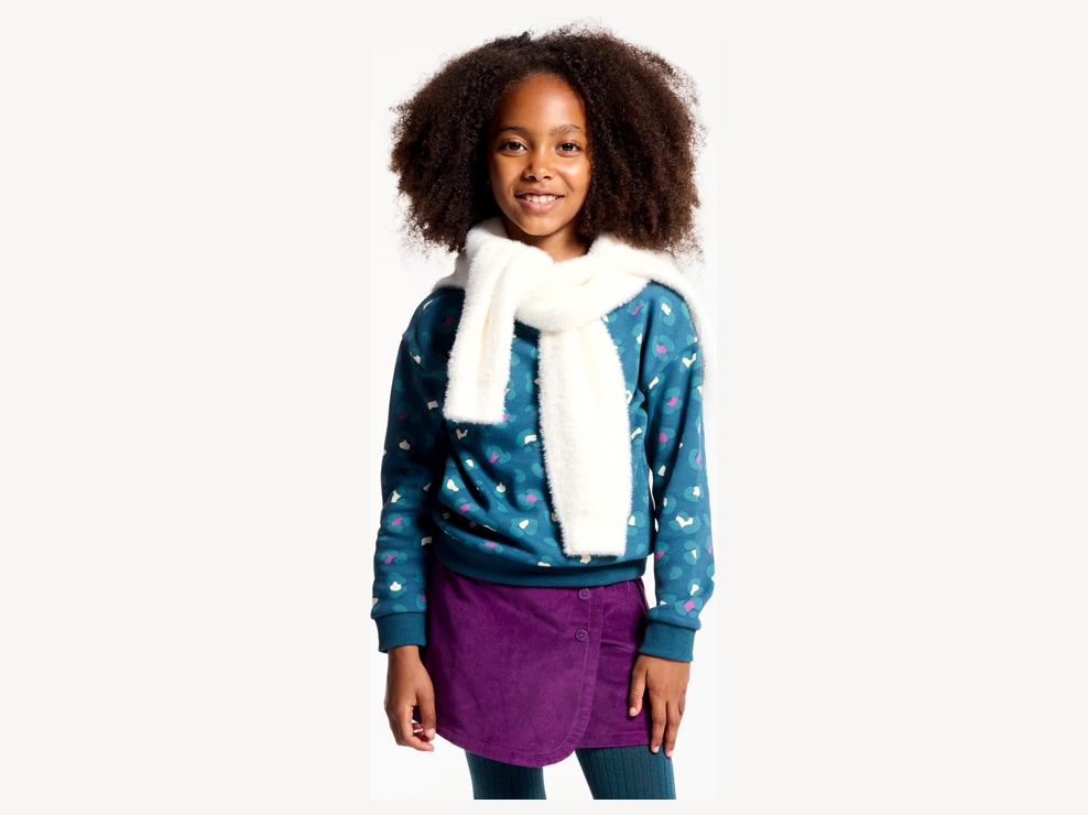 Sweat-shirt en molleton imprimé bleu Fille 1