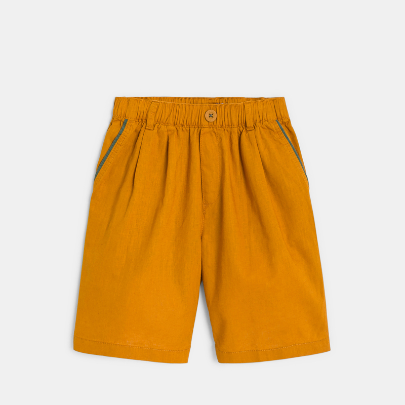 Weit geschnittene Shorts aus Leinen, einfarbig orange, für Jungen