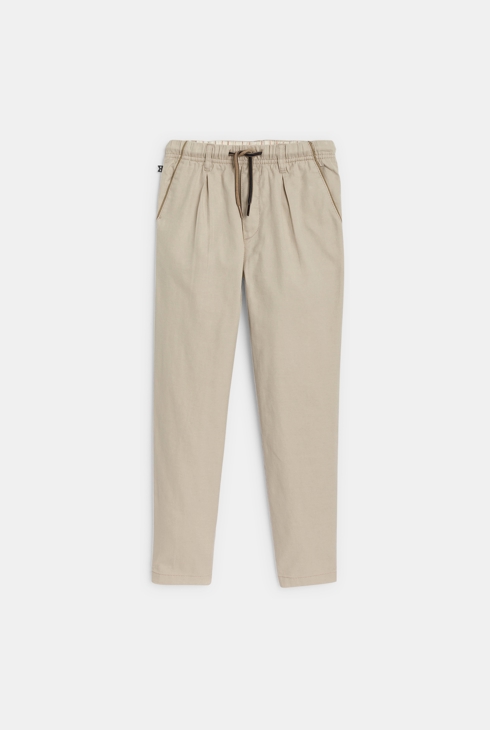 Boys' beige elasticated carrot-cut trousers 1