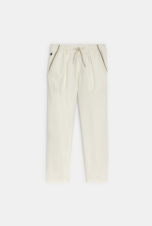 Elastische Karottenhose in Ecru für Jungen 2