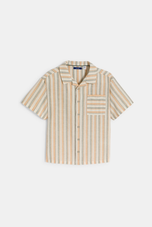 Camicia in lino a righe beige bambino 1