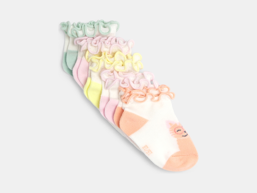 Chaussettes basses animaux fantaisie pastel multicolores bébé fille (lot de 5) 1