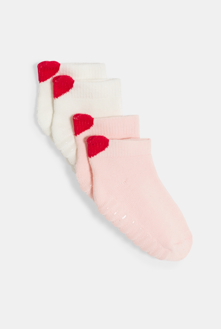 Calcetines antideslizantes corazón rosa bebé niña (pack de 2) 1