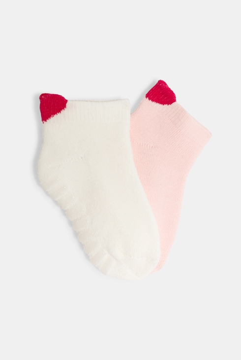 Rutschfeste rosa Socken mit Herzchen Kleinkind Mädchen (2er-Pack)