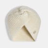 Bonnet turban maille tricot blanc bébé fille