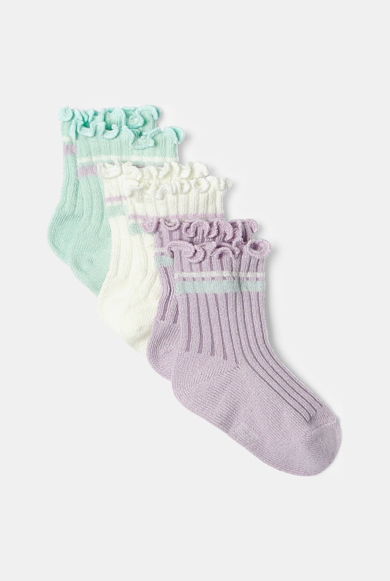Calcetines de punto de canalé fantasía verde para bebé niña (pack de 3) 1