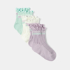 Chaussettes maille côtelée fantaisie vert bébé fille (lot de 3)