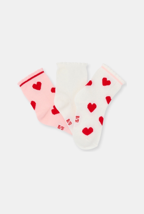 Calcetines corazones blanco bebé niña (pack de 3) 1