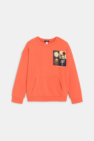 Sweat-shirt en molleton orange Garçon