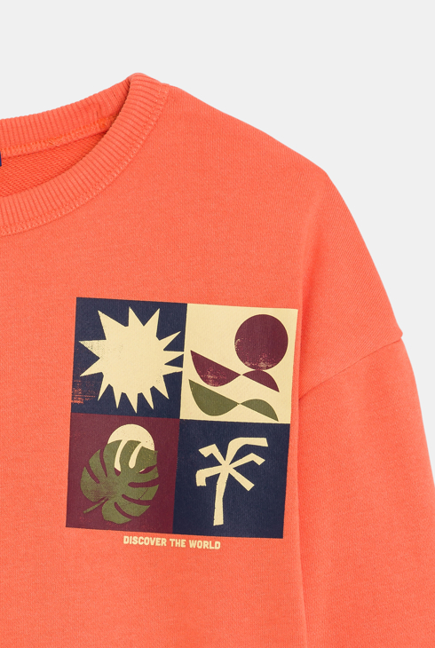 Sweat-shirt en molleton orange Garçon