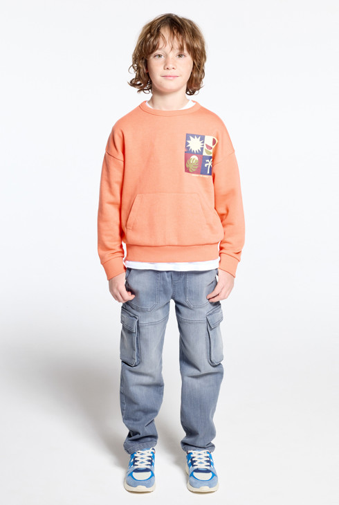 Sweat-shirt en molleton orange Garçon 2