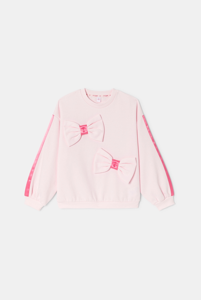 Sweat molleton à nœuds rose Lili Gaufrette fille 1