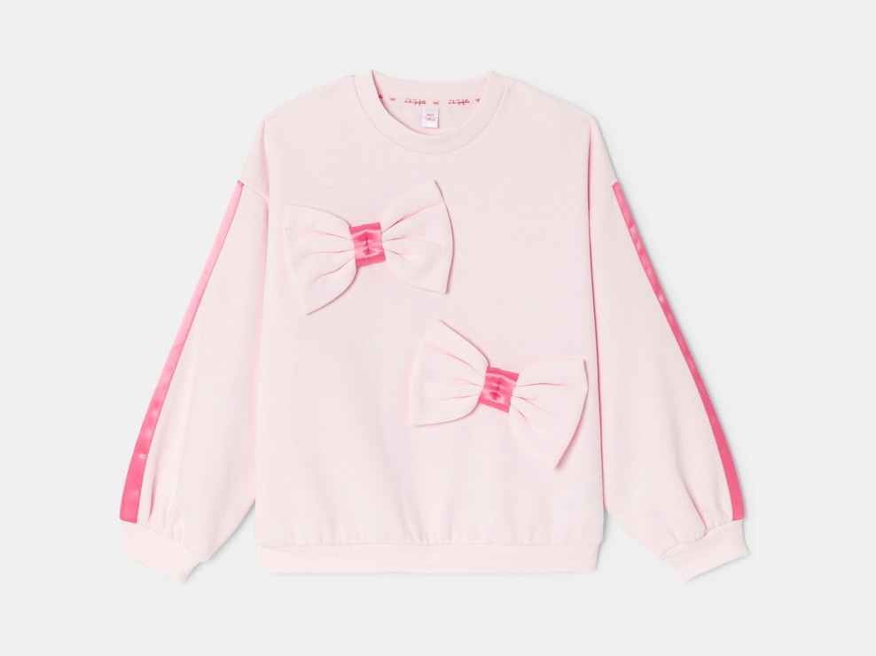 Sweat molleton à nœuds rose Lili Gaufrette fille 1