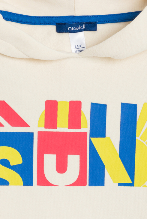 Sweat-shirt à capuche écru Garçon