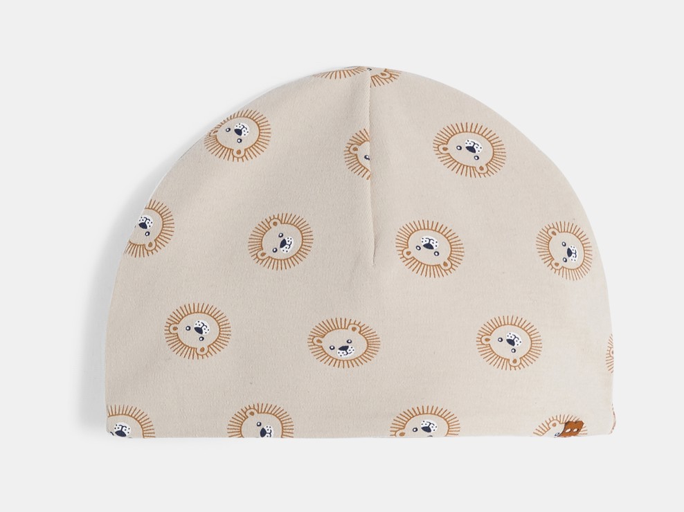 Beige Mütze mit Löwenmotiv Kleinkind Junge 1