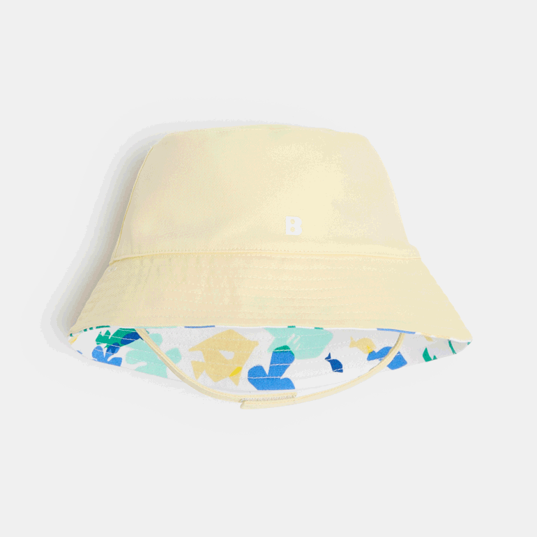 Chapeau de soleil réversible poissons jaune bébé garçon 4