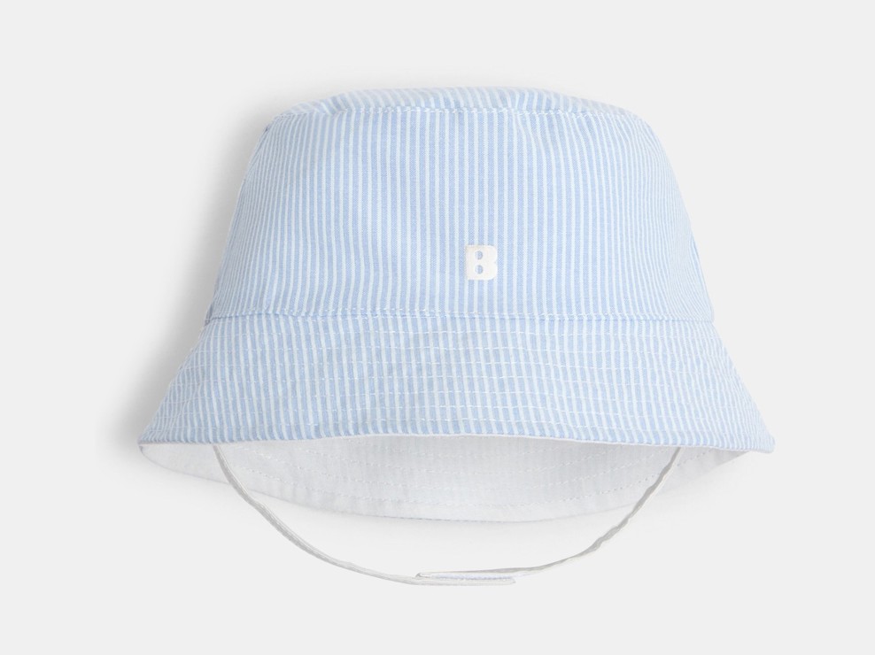 Chapeau de soleil réversible rayé bleu bébé garçon 2