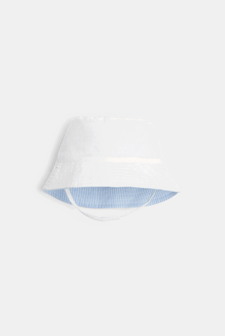 Chapeau Visière Vintage – Arc-en-ciel Rayé Blanc Et Bleu – Années 80 – Taille Unique