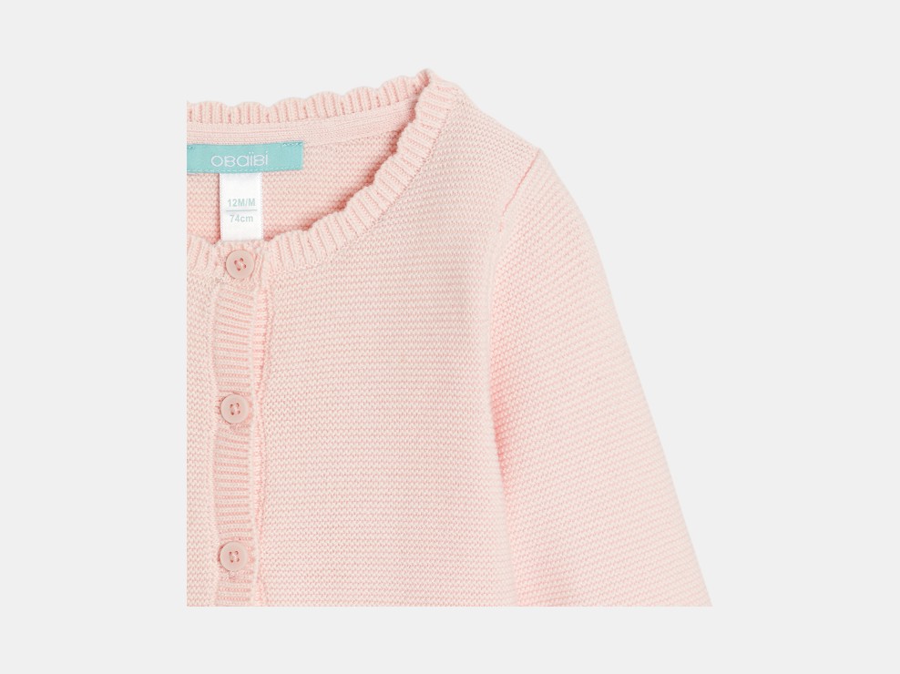 Różowy kardigan z ozdobnej dzianiny niemowlę dziewczynka 2
