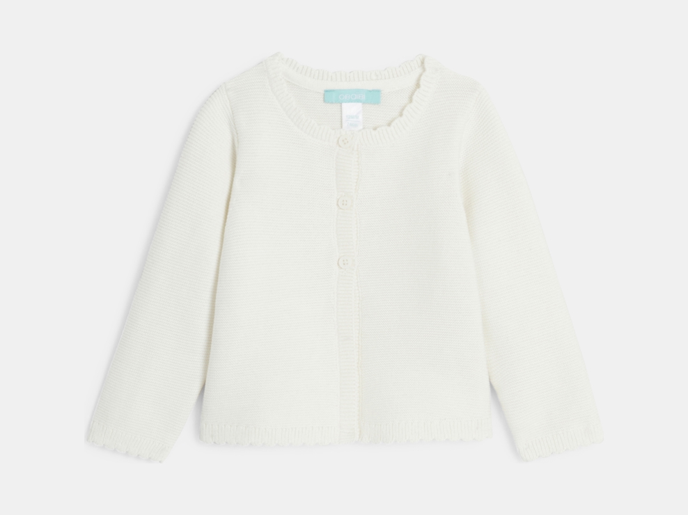 Gilet maille tricot fantaisie écru bébé fille 1