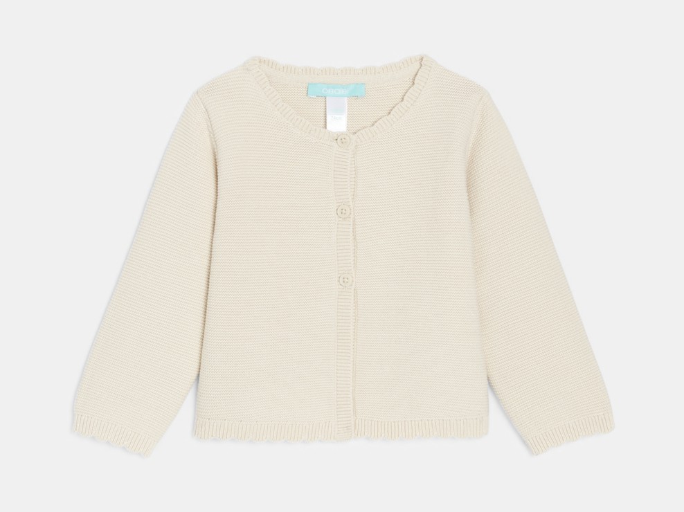Gilet maille tricot fantaisie beige chiné bébé fille 1