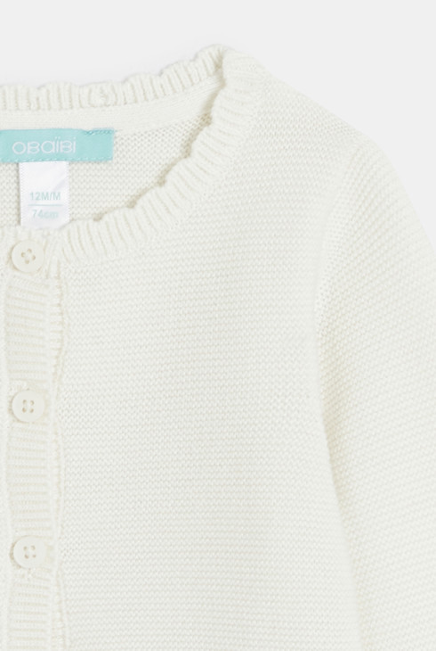 Gilet maille tricot fantaisie écru bébé fille 2