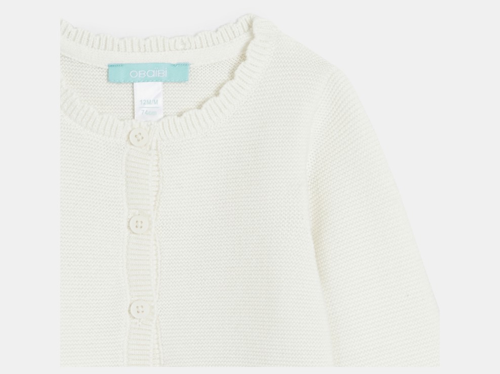 Ecru fantasie gebreid vestje voor babymeisjes 2