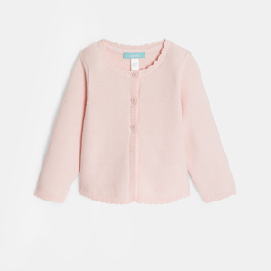 Gilet maille tricot fantaisie rose bébé fille 1