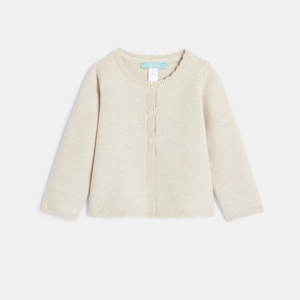 Gilet maille tricot fantaisie beige chiné bébé fille 1