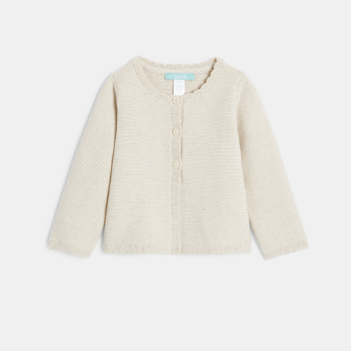 Gemêleerd beige fantasie gebreid vestje voor babymeisjes 1