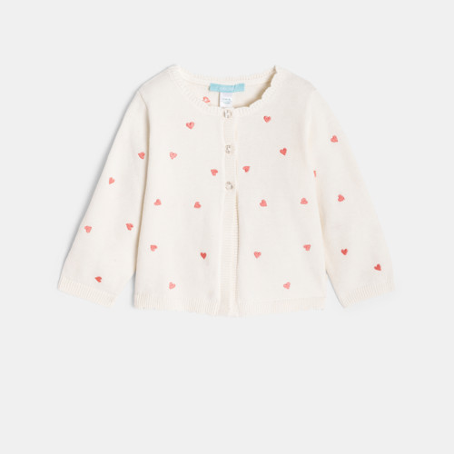 Gilet Maille Tricot Fantaisie Blanc Bébé Fille - Imprimé Blanc - 3A - OBAIBI