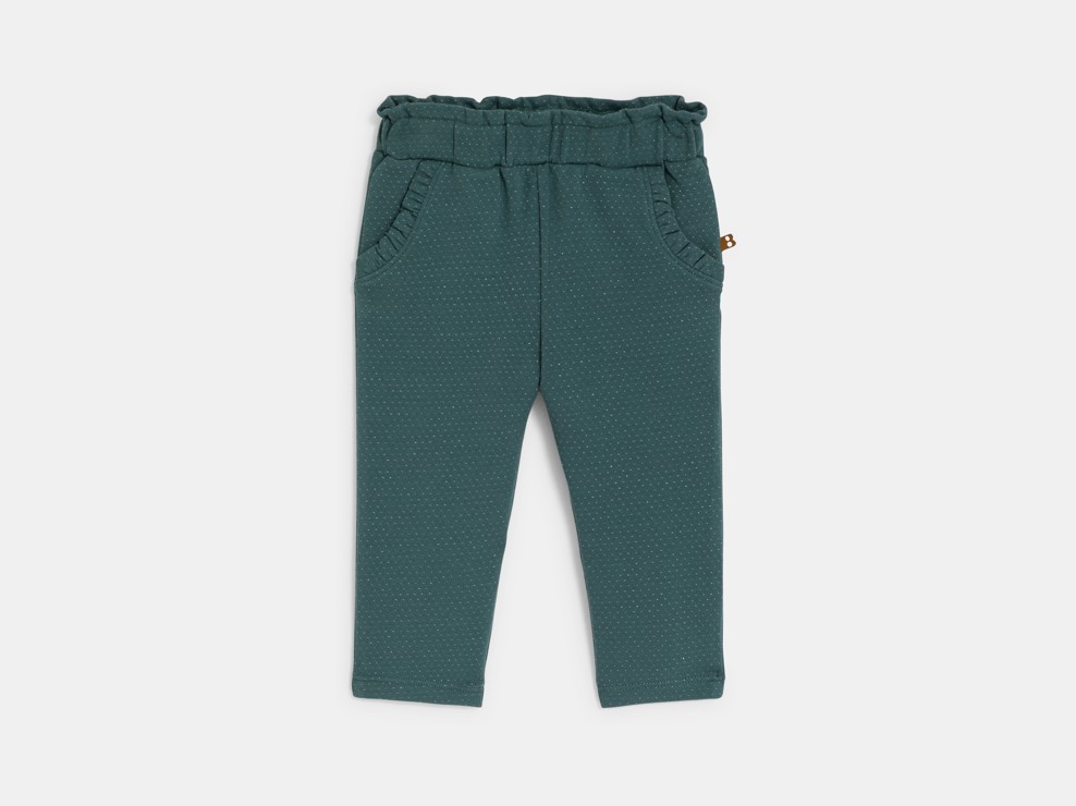 Pantaloni caldi in tessuto felpato verde brillante neonata 1