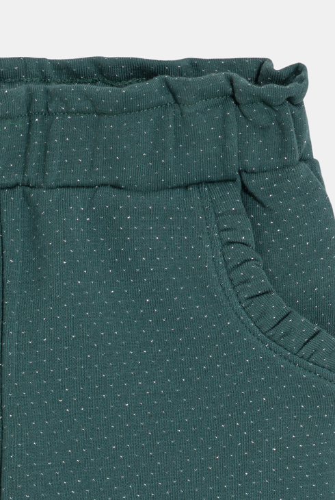 Warme Babyhose aus glänzendem Molton in Grün für Mädchen