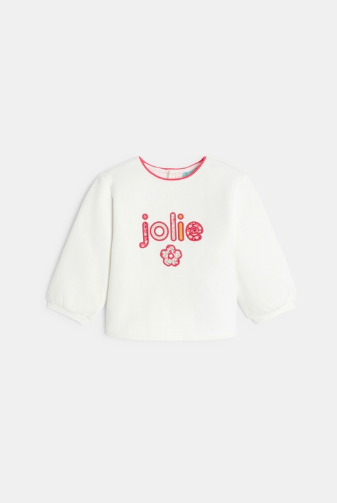 Sudadera muletón estampada beige bebé niña 1