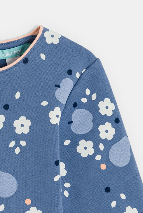 Bedrucktes Sweatshirt aus blauem Molton Kleinkind Mädchen
