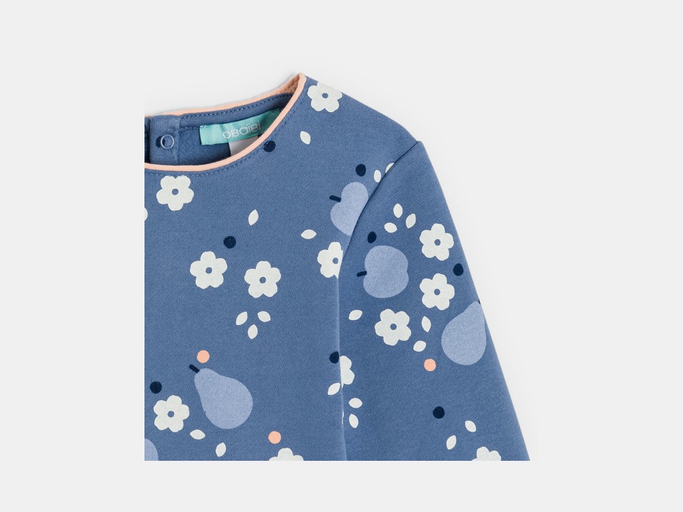 Sweat molleton imprimé bleu bébé fille 2