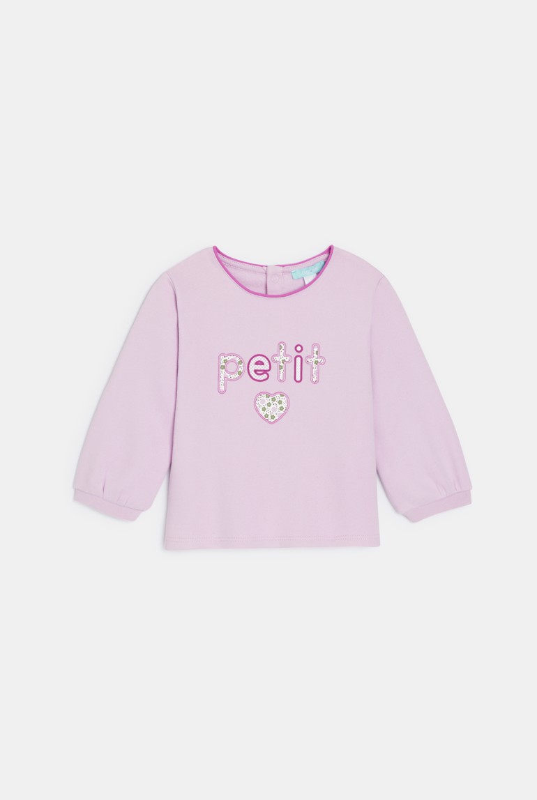 Sweat molleton imprimé mauve bébé fille 1
