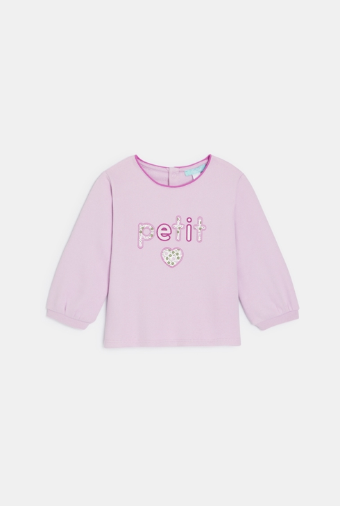 Sweat molleton imprimé mauve bébé fille 1