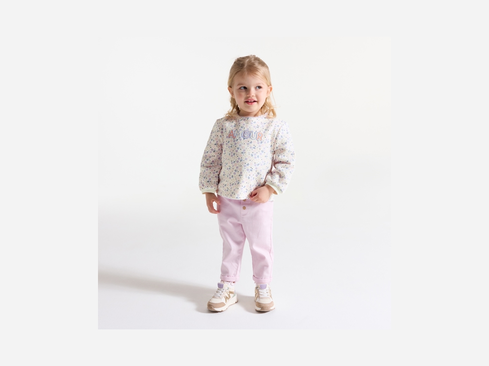Sudadera muletón estampada blanco bebé niña 1