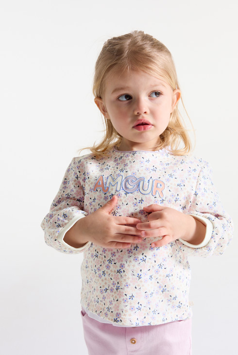Bedrucktes Mädchen-Sweatshirt aus weißem Molton für Kleinkinder 2