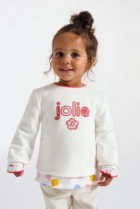 Sweat molleton imprimé beige bébé fille 2