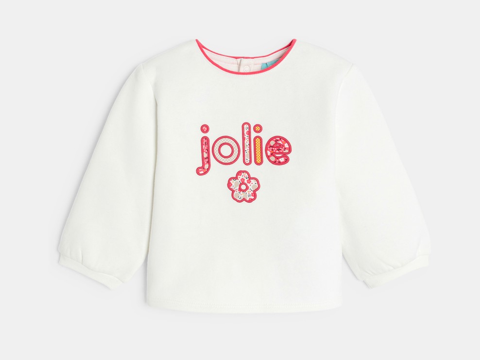 Sudadera muletón estampada beige bebé niña 2