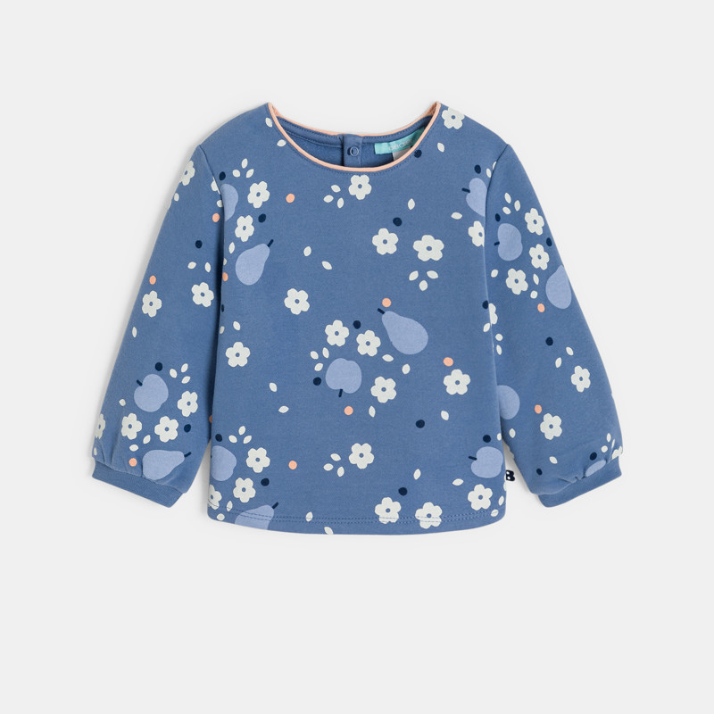 Bedrucktes Sweatshirt aus blauem Molton Kleinkind Mädchen
