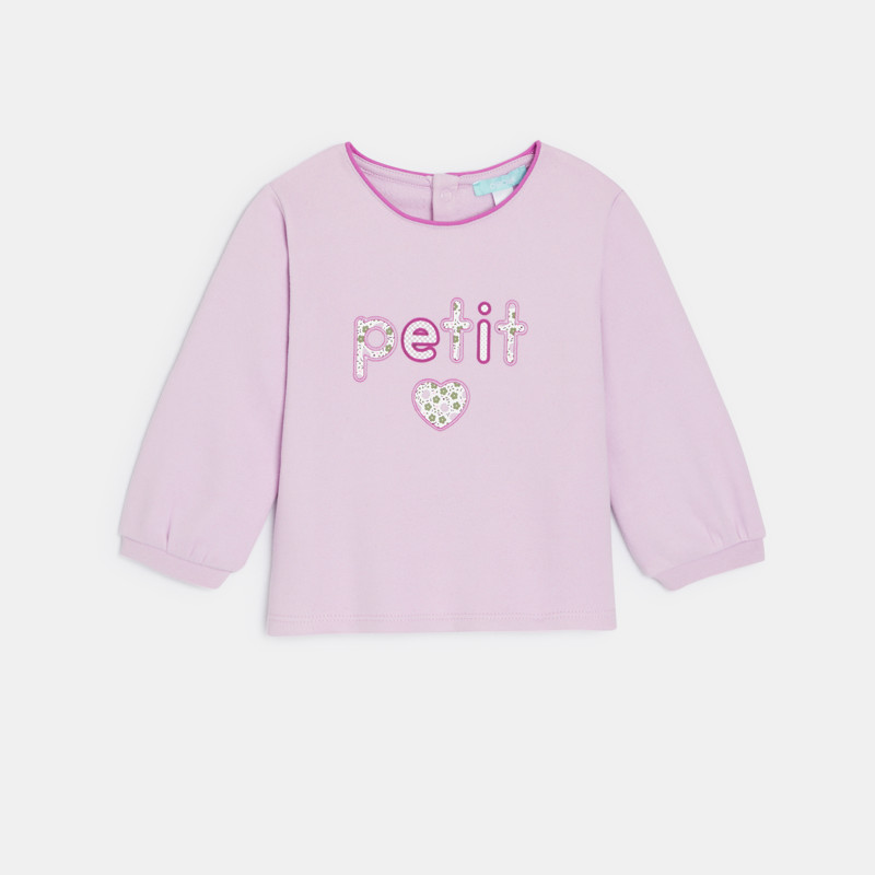 Bedrucktes Sweatshirt aus blasslila Molton Kleinkind Mädchen