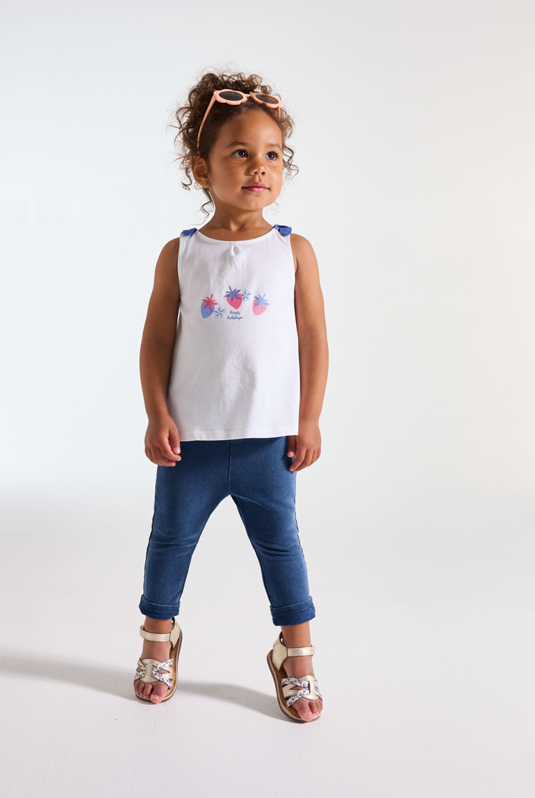 Legging effet denim à volants bleu bébé fille 1