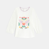 T-shirt manches longues coton oiseaux blanc bébé fille