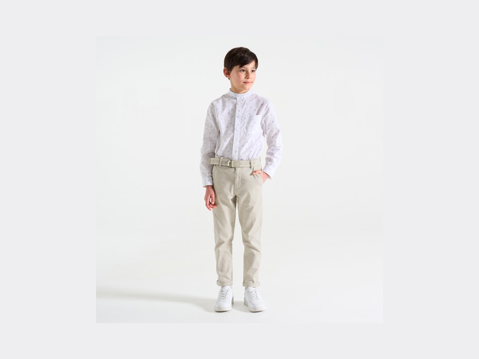 Pantalón chino slim + cinturón crudo niño 1